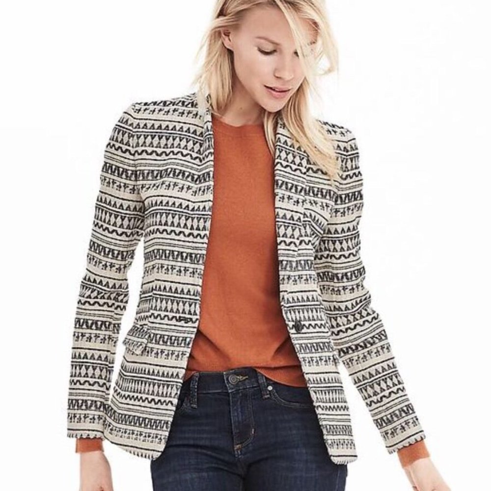 Banana Republic Jacquard Aztec Blazer Size 8